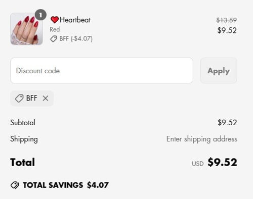 proof of working VSALON discount codes BFF