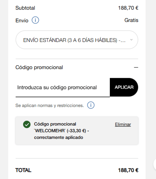 proof of working Helena Rubinstein c&oacute;digos promocionales WELCOMEHR