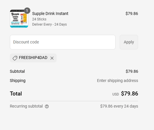 proof of working Supple coupon codes FREESHIP4DAD