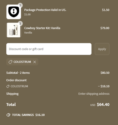 proof of working Cowboy Colostrum discount codes COLOSTRUM