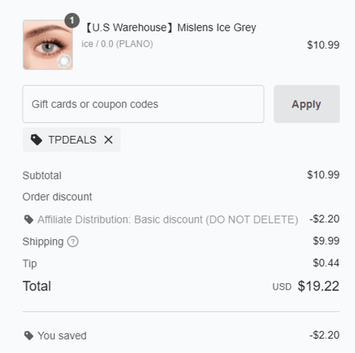 proof of working Mislens coupon codes TPDEALS