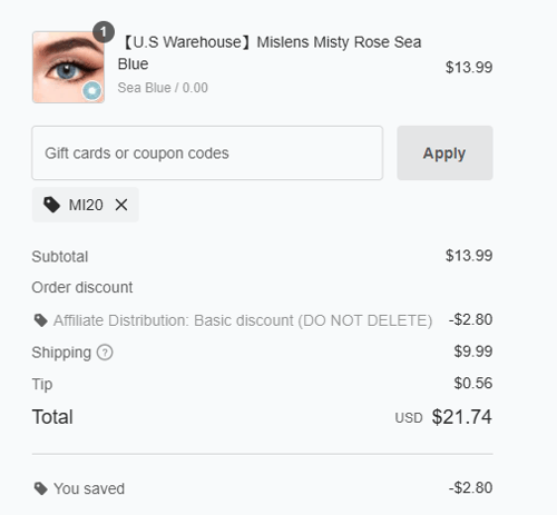 proof of working Mislens coupon codes MI20