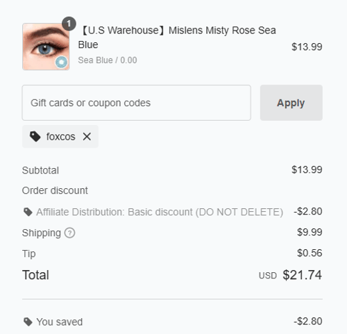 proof of working Mislens coupon codes FOXCOS