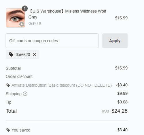 proof of working Mislens coupon codes FLORES20