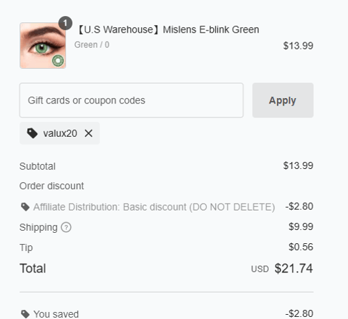 proof of working Mislens coupon codes VALUX20