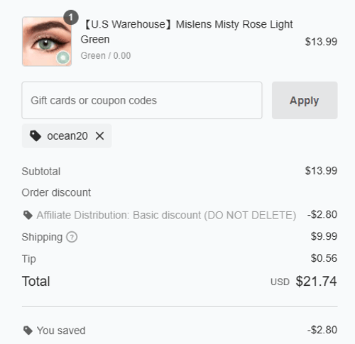 proof of working Mislens coupon codes OCEAN20
