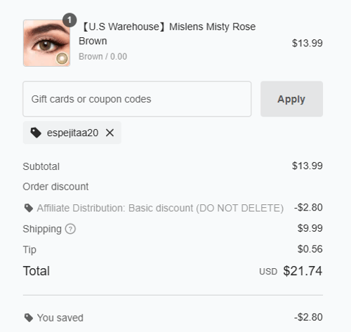 proof of working Mislens coupon codes ESPEJITAA20