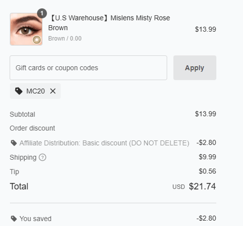 proof of working Mislens coupon codes MC20