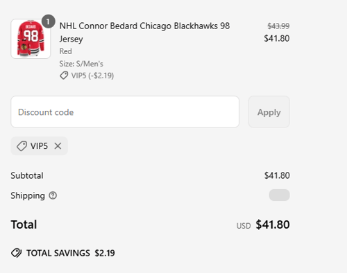 proof of working Sports Jersey Direct coupon codes VIP5