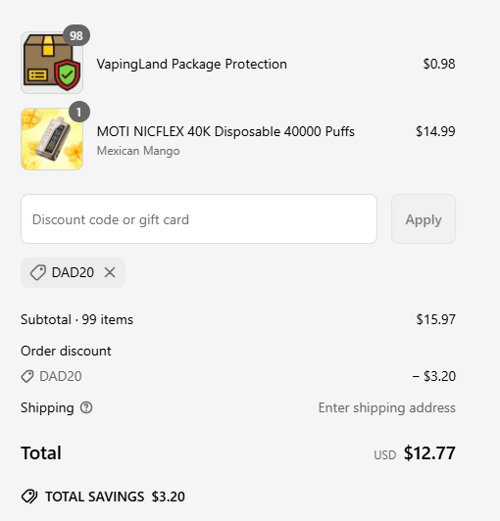 proof of working Vapingland coupon codes DAD20