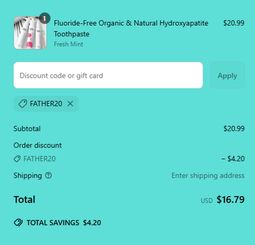 proof of working ORL Organic Oral Care discount codes FATHER20