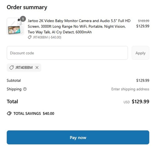 proof of working Jartoo coupon codes JRT40BBM