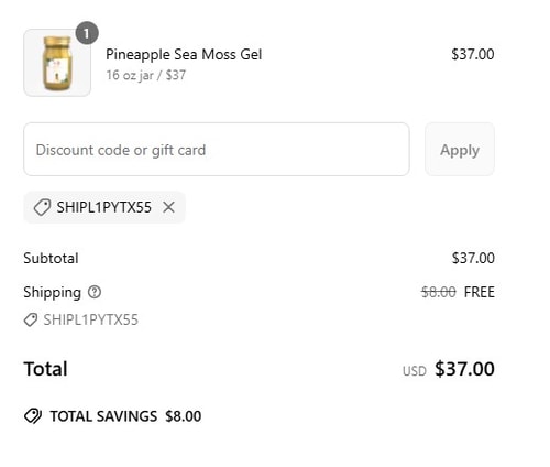 proof of working Sea Moss Hut coupon codes SHIPL1PyTx55