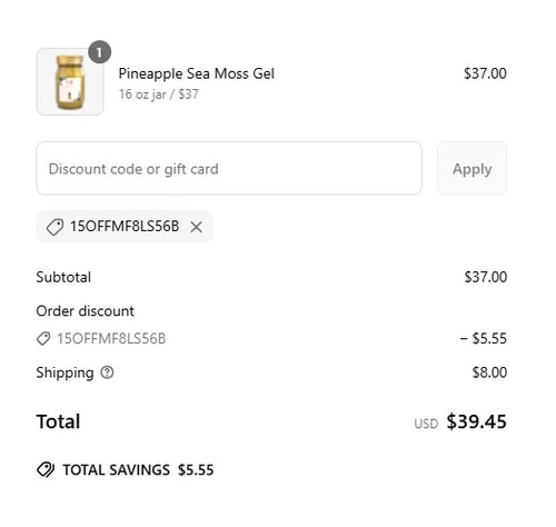 proof of working Sea Moss Hut coupon codes 15OFFMf8ls56b