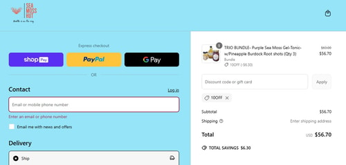 proof of working Sea Moss Hut coupon codes 10OFF