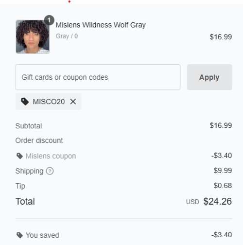 proof of working Mislens coupon codes MISCO20