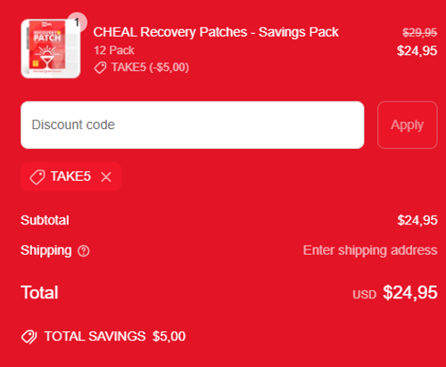 proof of working CHEAL coupon codes TAKE5