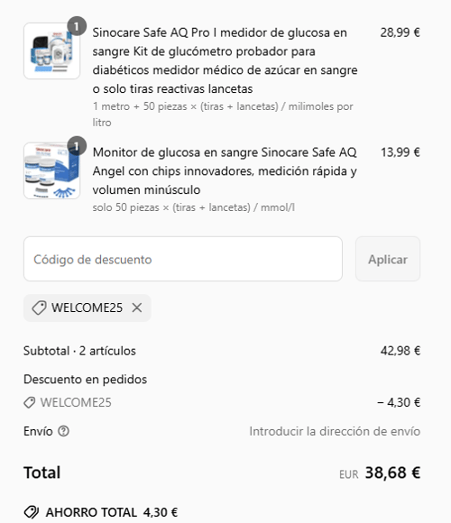 proof of working Sinocare c&oacute;digos promocionales WELCOME25