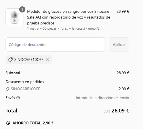 proof of working Sinocare c&oacute;digos promocionales SINOCARE10OFF