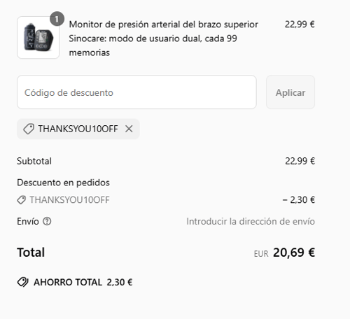 proof of working Sinocare c&oacute;digos promocionales THANKSYOU10OFF