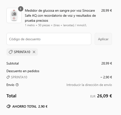 proof of working Sinocare c&oacute;digos promocionales SPRINTA10