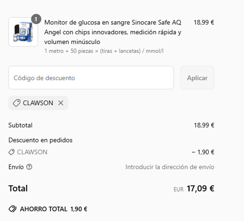 proof of working Sinocare c&oacute;digos promocionales CLAWSON