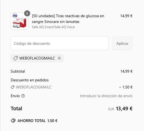 proof of working Sinocare c&oacute;digos promocionales WEBOFLACOGMAILC