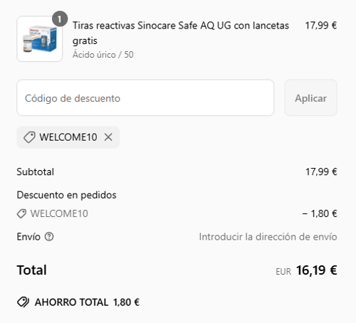 proof of working Sinocare c&oacute;digos promocionales WELCOME10