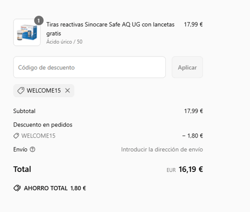 proof of working Sinocare c&oacute;digos promocionales WELCOME15