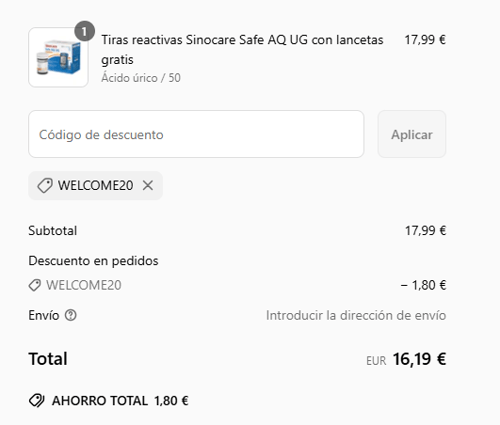 proof of working Sinocare c&oacute;digos promocionales WELCOME20
