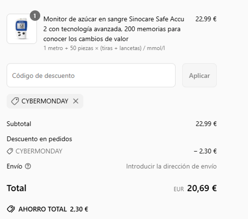 proof of working Sinocare c&oacute;digos promocionales CYBERMONDAY