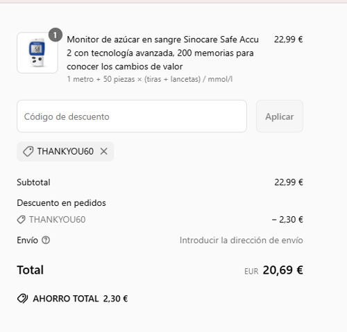 proof of working Sinocare c&oacute;digos promocionales THANKYOU60