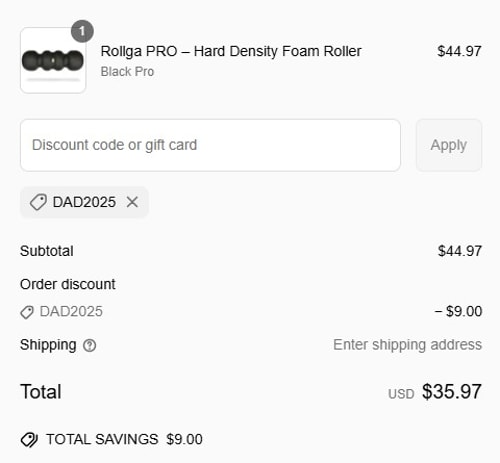 proof of working Rollga Foam Rollers coupon codes Dad2025