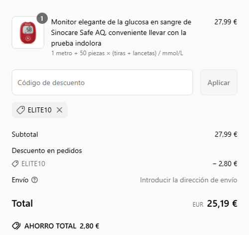 proof of working Sinocare c&oacute;digos promocionales ELITE10