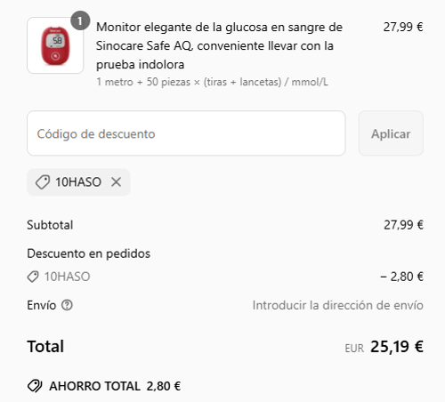 proof of working Sinocare c&oacute;digos promocionales 10HASO
