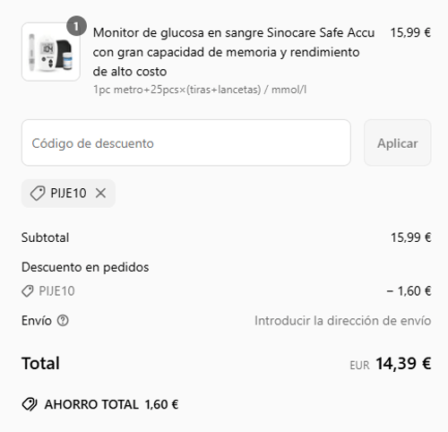 proof of working Sinocare c&oacute;digos promocionales PIJE10