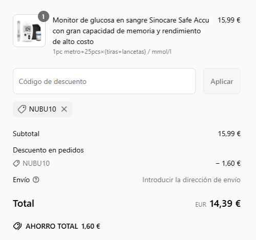 proof of working Sinocare c&oacute;digos promocionales NUBU10