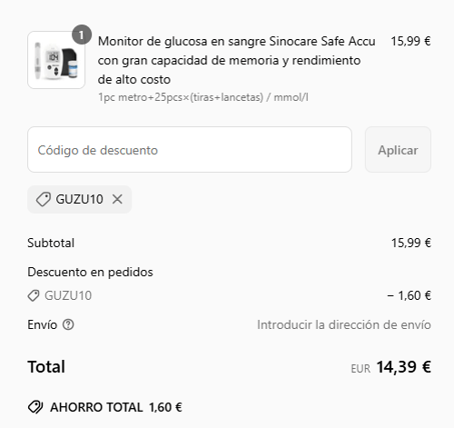 proof of working Sinocare c&oacute;digos promocionales GUZU10