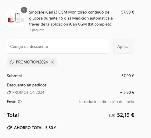 proof of working Sinocare c&oacute;digos promocionales PROMOTION2024
