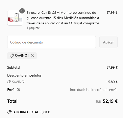 proof of working Sinocare c&oacute;digos promocionales SAVING1