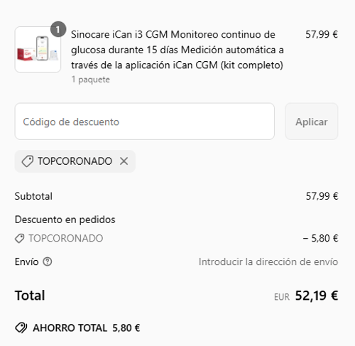 proof of working Sinocare c&oacute;digos promocionales TOPCORONADO