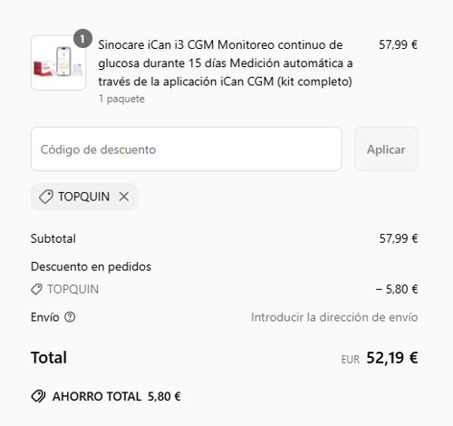 proof of working Sinocare c&oacute;digos promocionales TOPQUIN