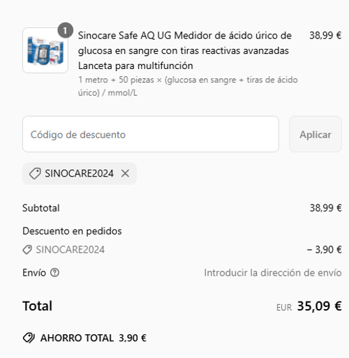 proof of working Sinocare c&oacute;digos promocionales SINOCARE2024