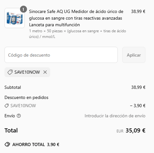 proof of working Sinocare c&oacute;digos promocionales SAVE10NOW
