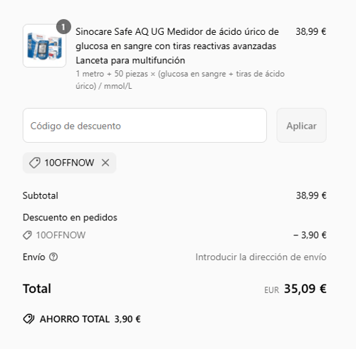 proof of working Sinocare c&oacute;digos promocionales 10OFFNOW