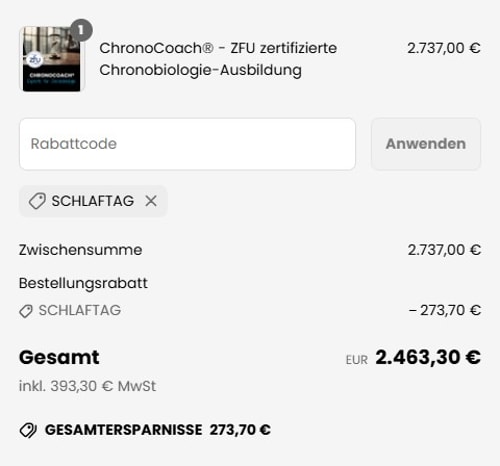proof of working IMMER AUSGESCHLAFEN Akademie gutscheincodes SCHLAFTAG