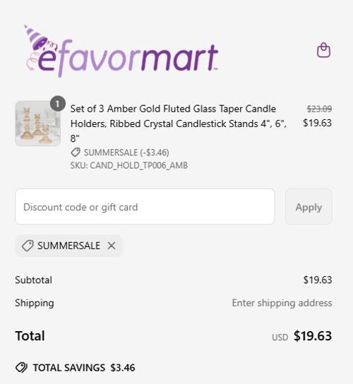 proof of working eFavormart discount codes SUMMERSALE