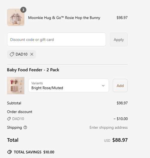 proof of working Moonkie discount codes DAD10