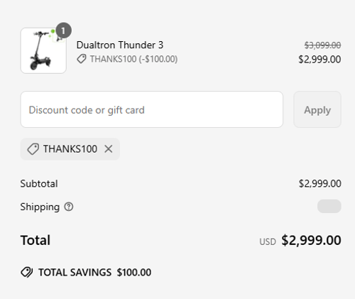 proof of working EcoReco Scooter coupon codes Thanks100