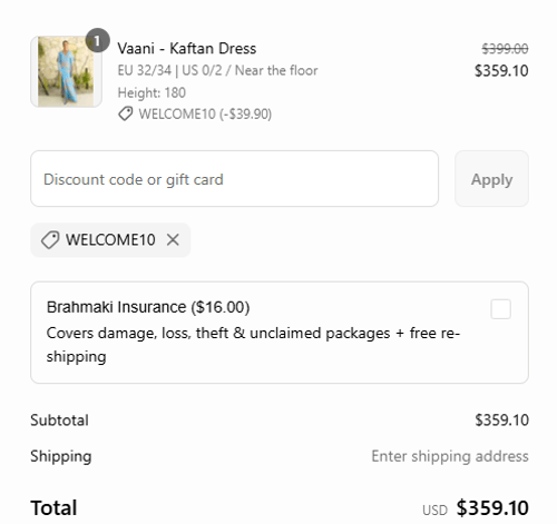proof of working Brahmaki discount codes WELCOME10